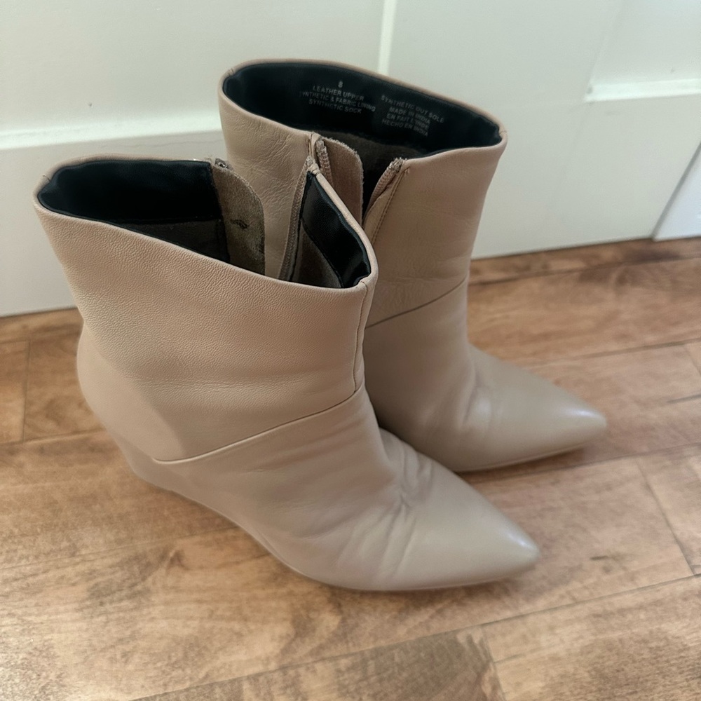 Anthropologie Cream Wedge Boots